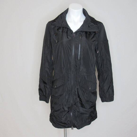 Lucky Brand Black Full Zip Hooded Windbreaker Performance  Parka Women's S Small - Picture 5 of 9